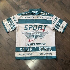 SHEIN Men's Green and White Sport Shirt